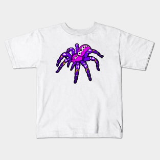 Purple Pokie Poecilotheria Metallica Gooty Sapphire Tarantula Bold Smooth Black Outline Kids T-Shirt